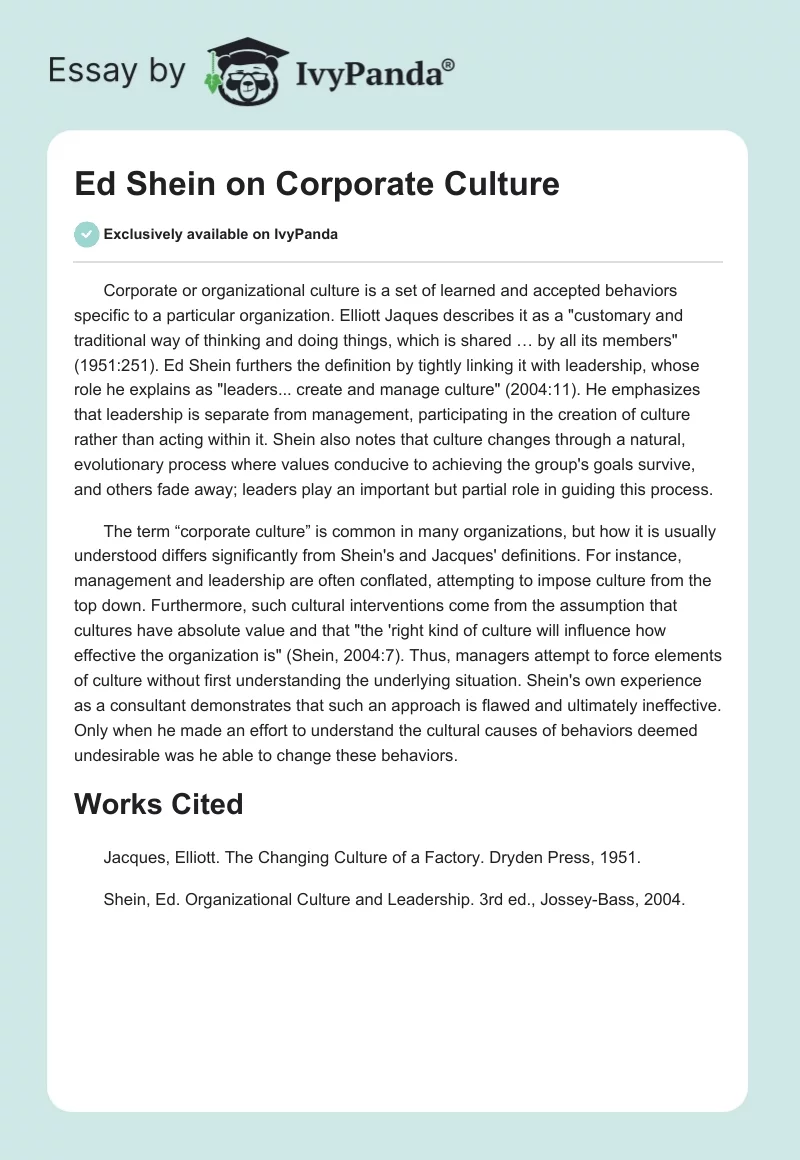 Ed Shein on Corporate Culture. Page 1