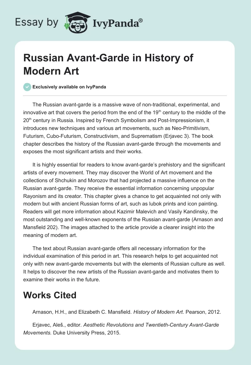 Russian Avant-Garde in History of Modern Art. Page 1