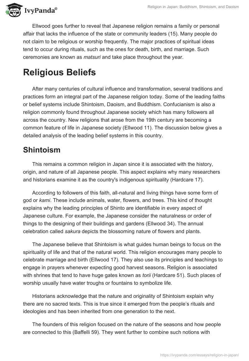 Religion in Japan: Buddhism, Shintoism, and Daoism. Page 2