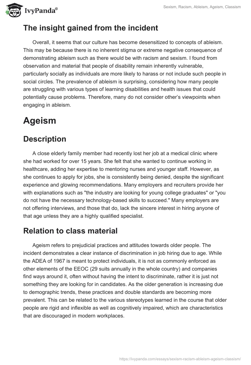 Sexism, Racism, Ableism, Ageism, Classism. Page 4