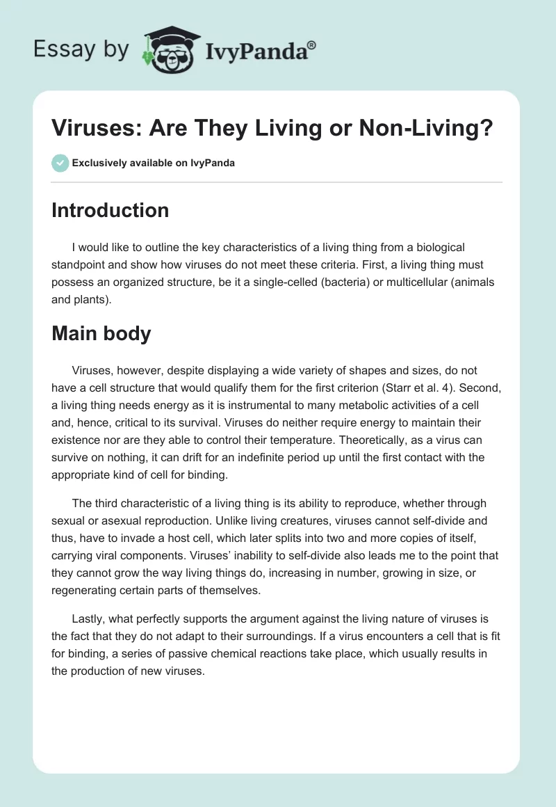 Viruses: Are They Living or Non-Living?. Page 1