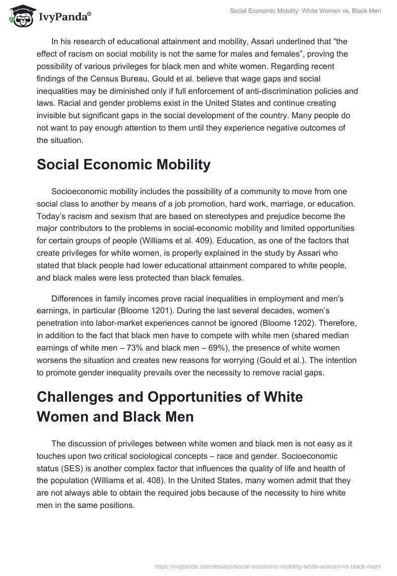 Social Economic Mobility: White Women vs. Black Men. Page 2