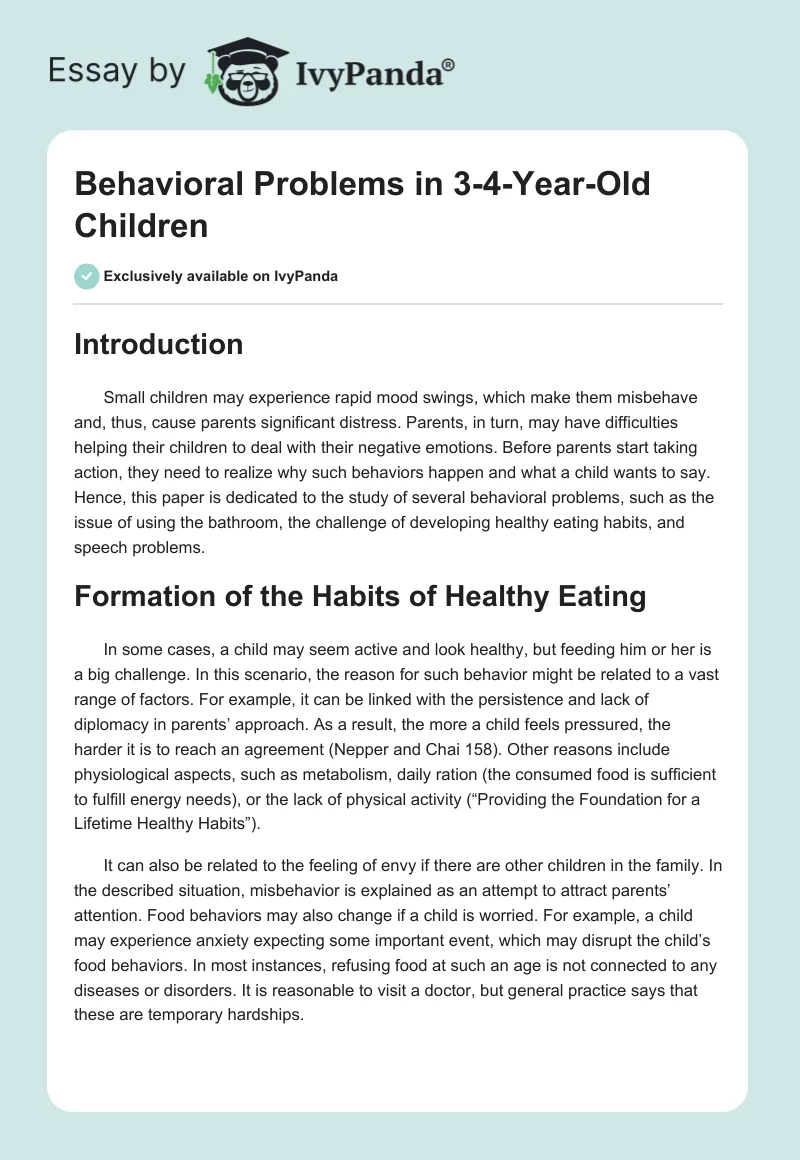 Behavioral Problems in 3-4-Year-Old Children. Page 1