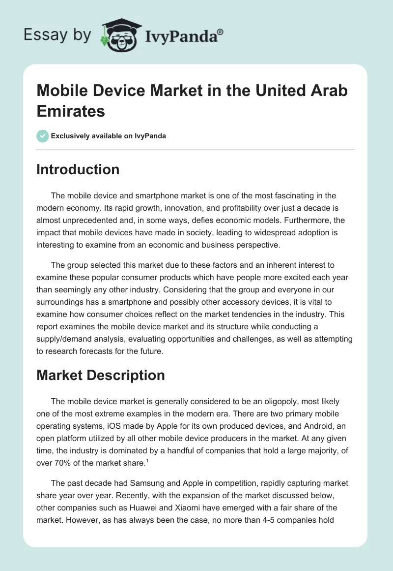 Mobile Device Market in the United Arab Emirates. Page 1