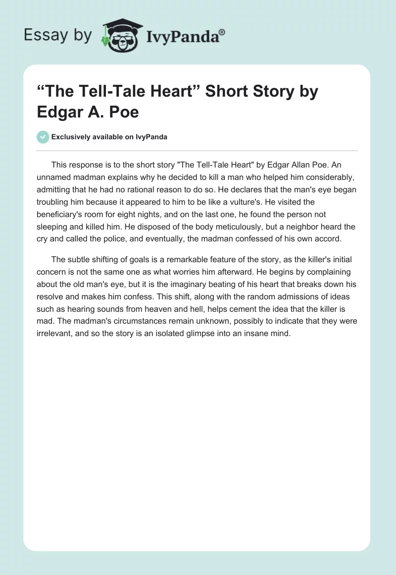 “The Tell-Tale Heart” Short Story by Edgar A. Poe. Page 1