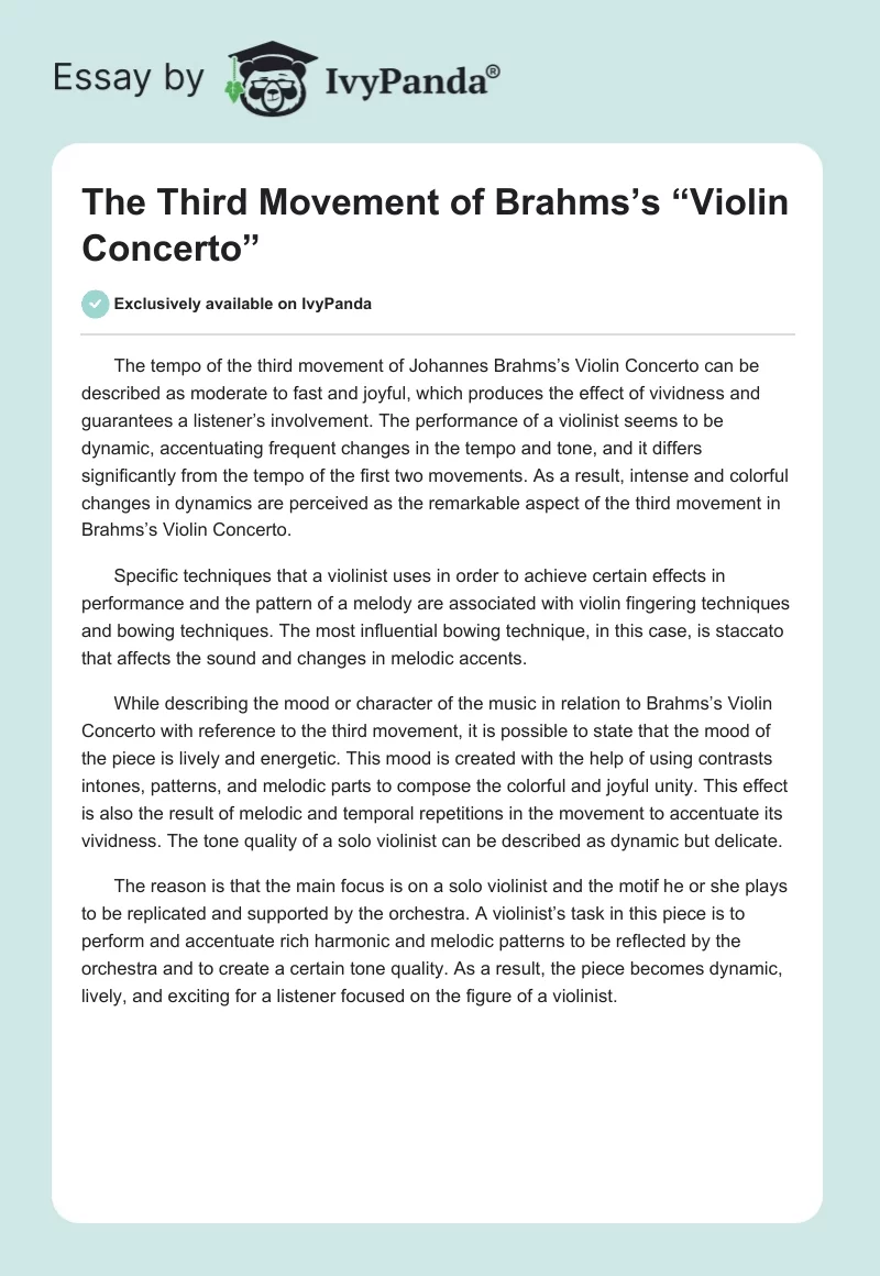 The Third Movement of Brahms’s “Violin Concerto”. Page 1
