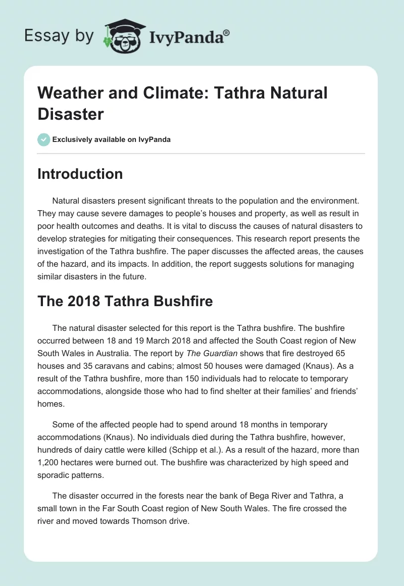 Weather and Climate: Tathra Natural Disaster. Page 1