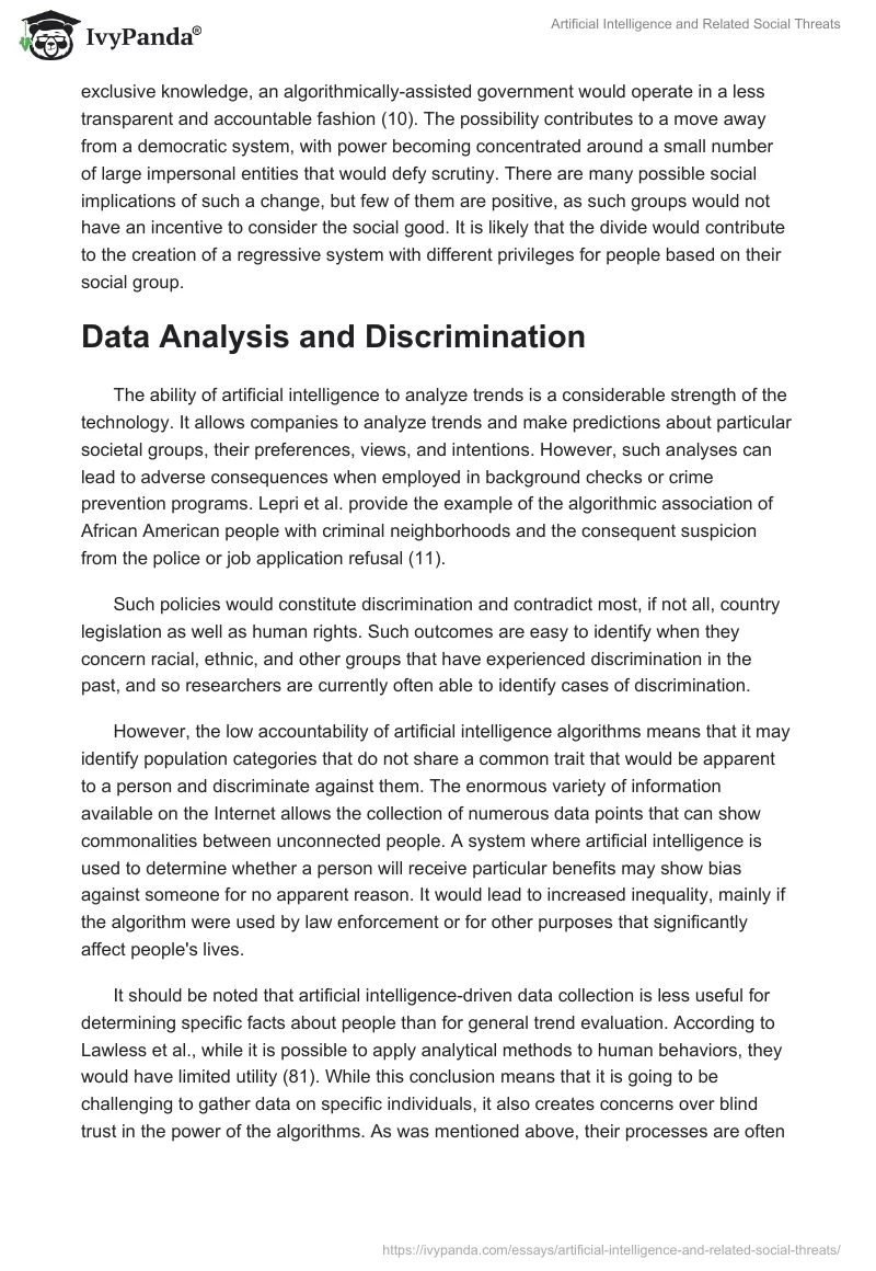 Artificial Intelligence and Related Social Threats. Page 4