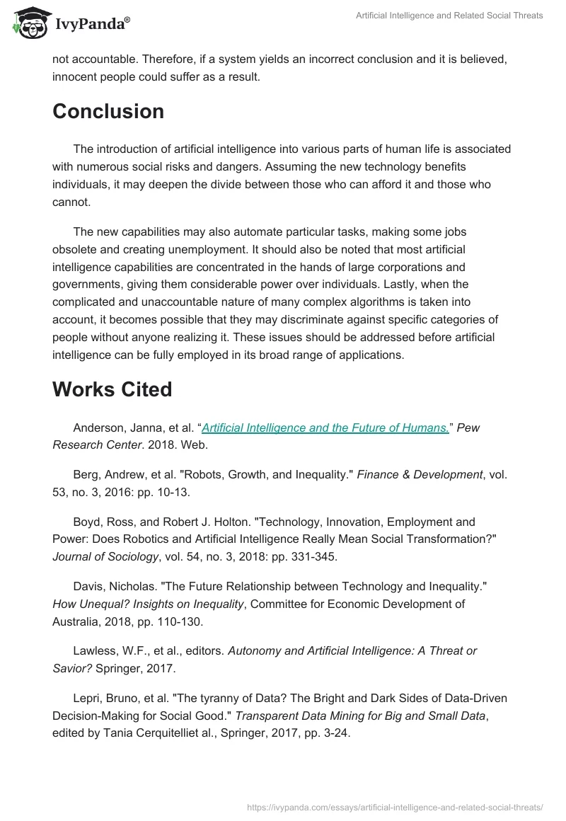 Artificial Intelligence and Related Social Threats. Page 5