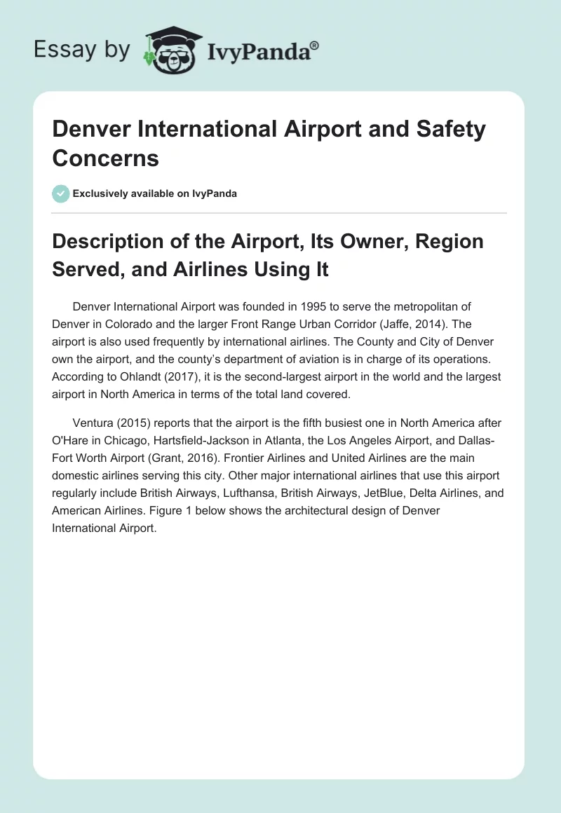 Denver International Airport and Safety Concerns. Page 1