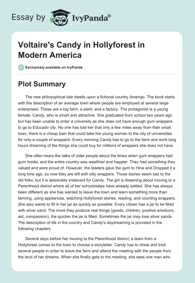 Voltaire's "Candy in Hollyforest" in Modern America. Page 1