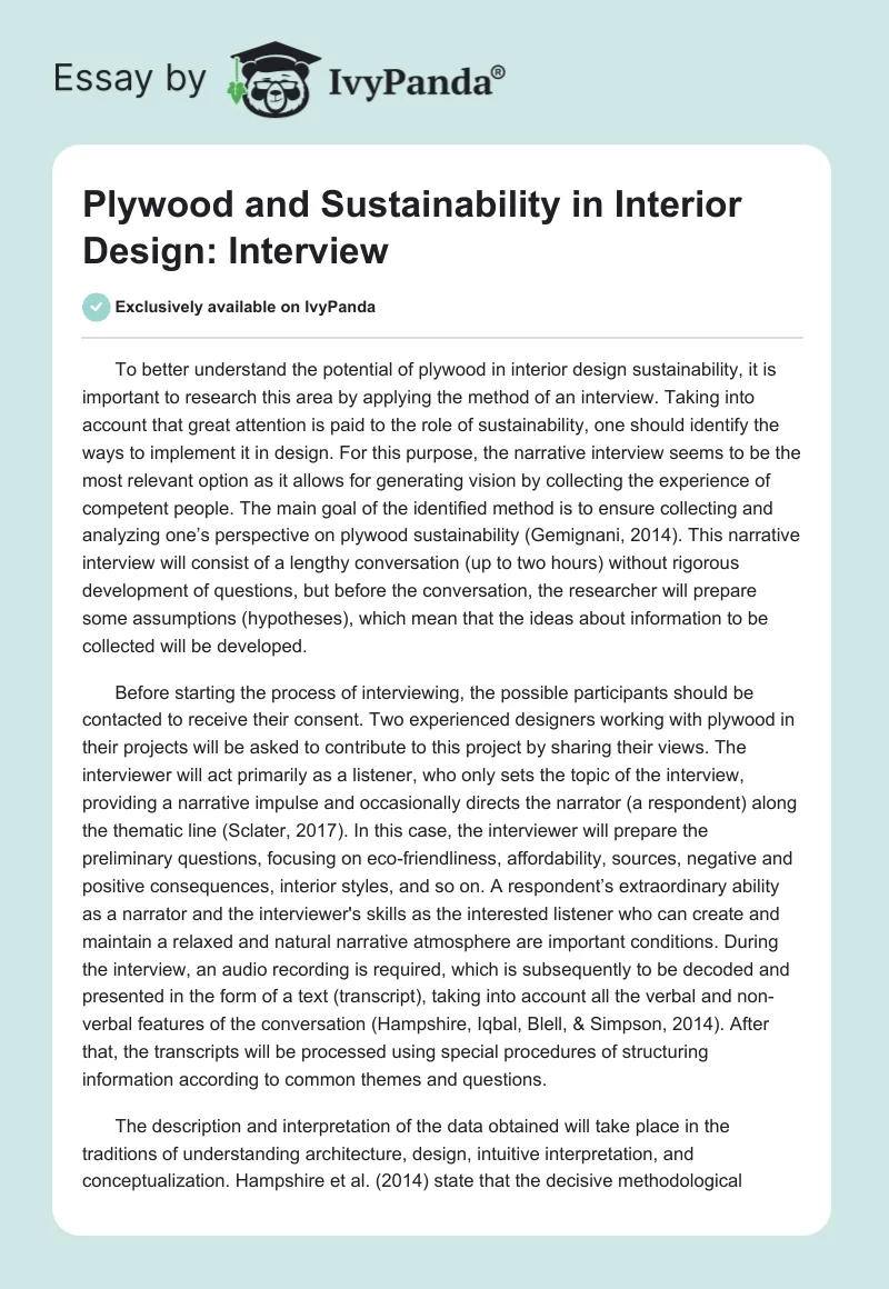 Plywood and Sustainability in Interior Design: Interview. Page 1