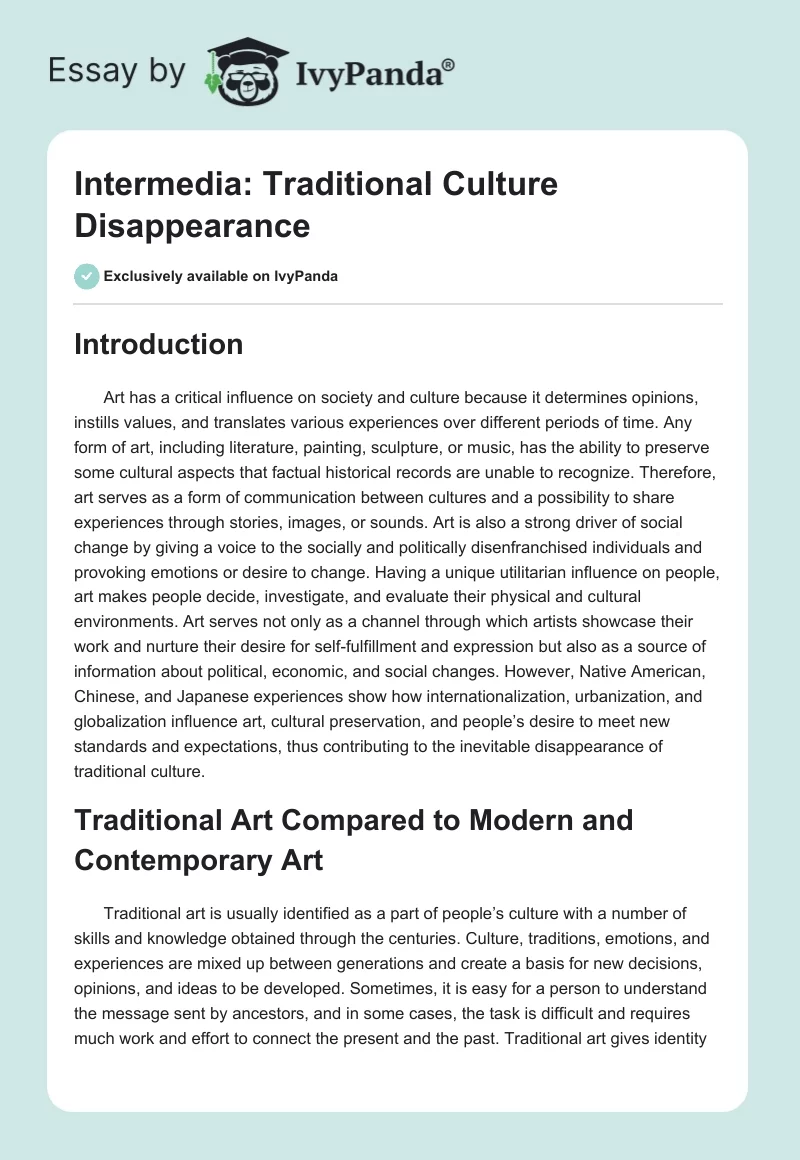 Intermedia: Traditional Culture Disappearance. Page 1