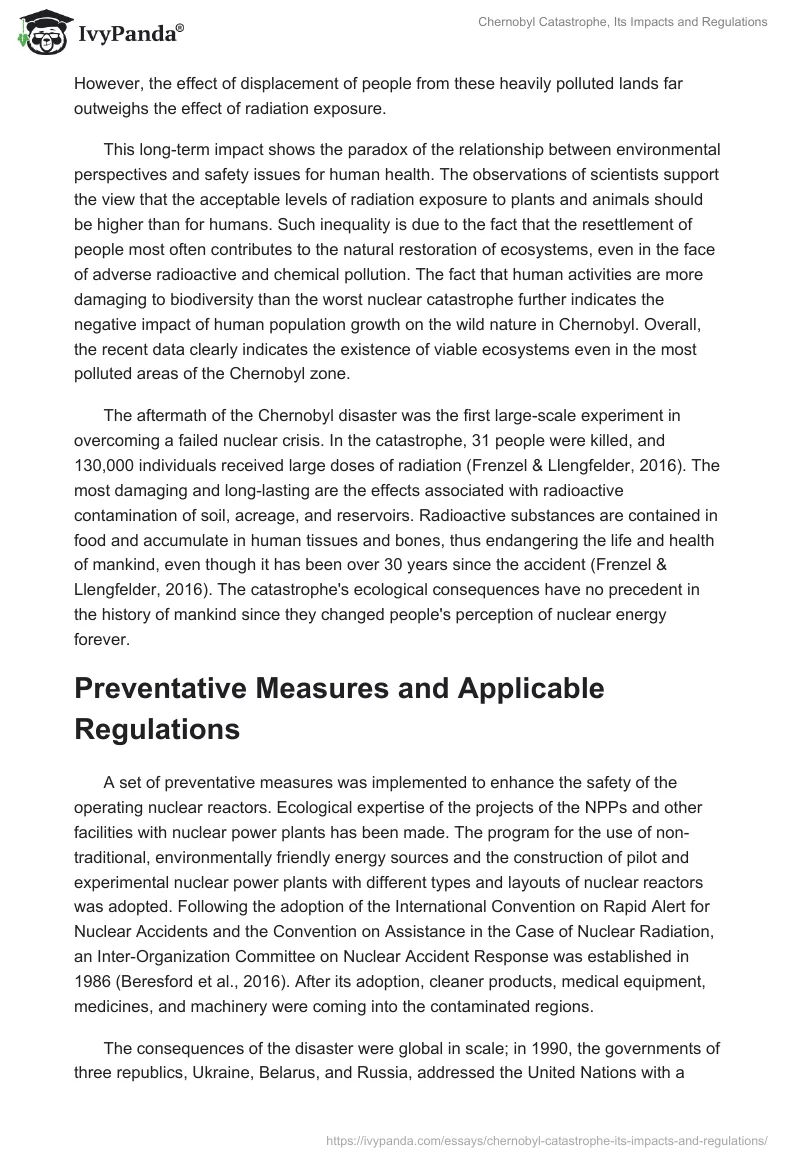 Chernobyl Catastrophe, Its Impacts and Regulations. Page 3