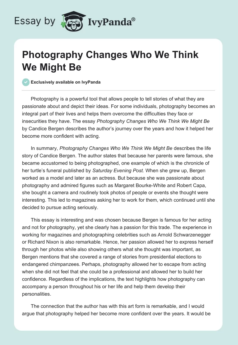 Photography Changes Who We Think We Might Be. Page 1