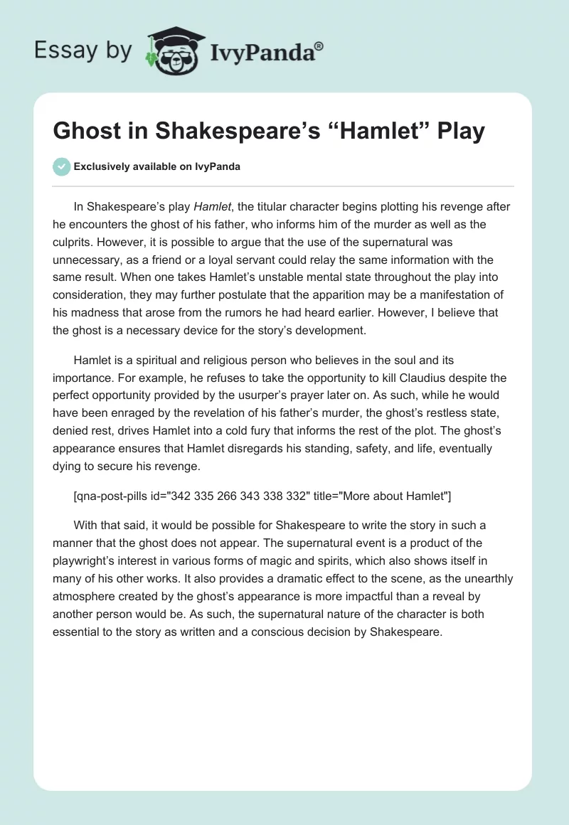 Ghost in Shakespeare’s “Hamlet” Play. Page 1