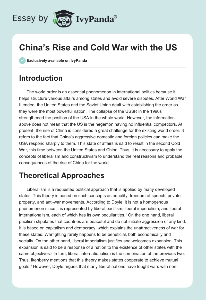 China’s Rise and Cold War With the US. Page 1