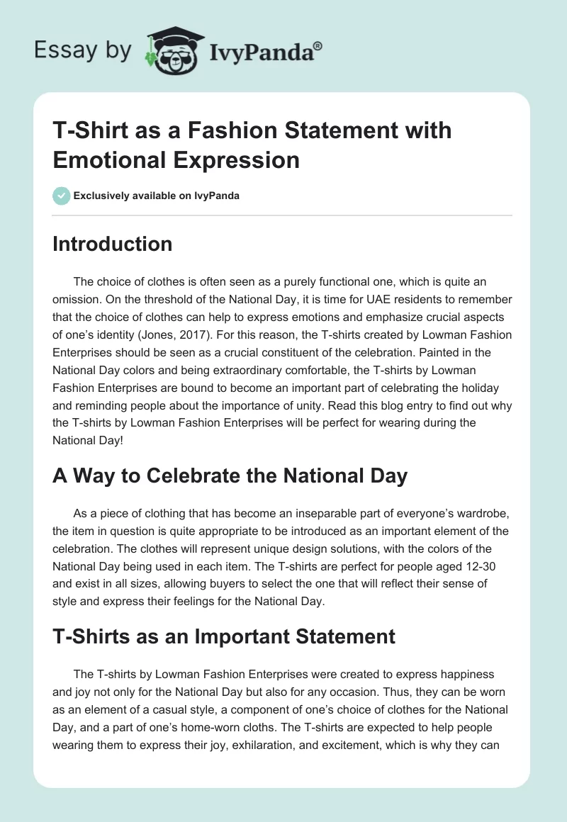 T-Shirt as a Fashion Statement with Emotional Expression. Page 1
