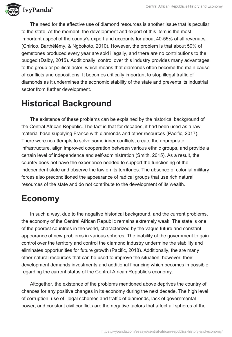 Central African Republic's History and Economy. Page 3