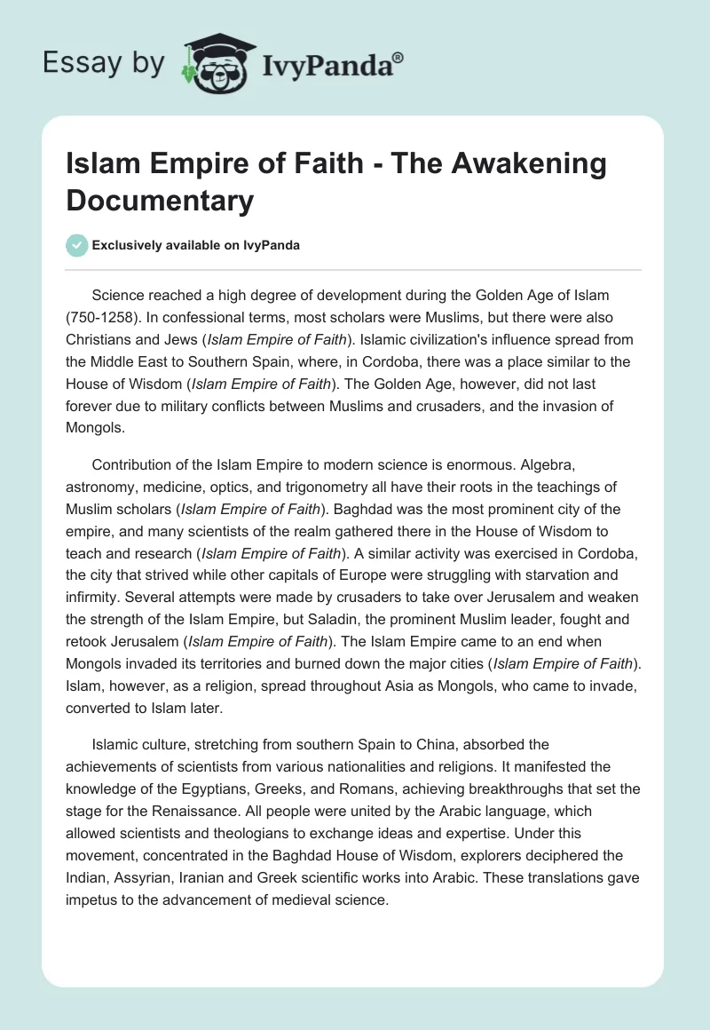 Islam Empire of Faith - The Awakening Documentary. Page 1