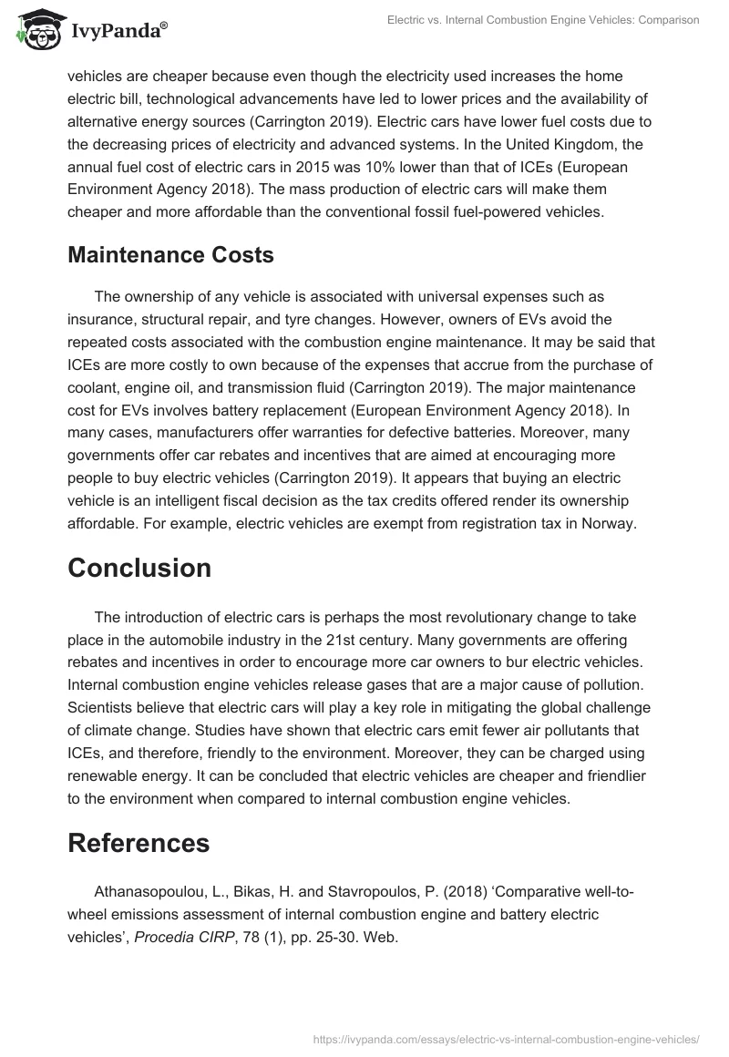 Electric vs. Internal Combustion Engine Vehicles: Comparison. Page 4