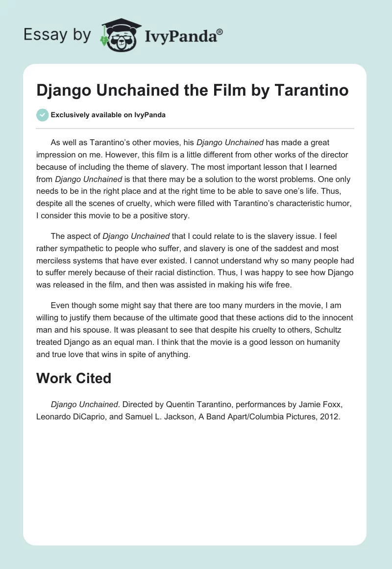 "Django Unchained" the Film by Tarantino. Page 1