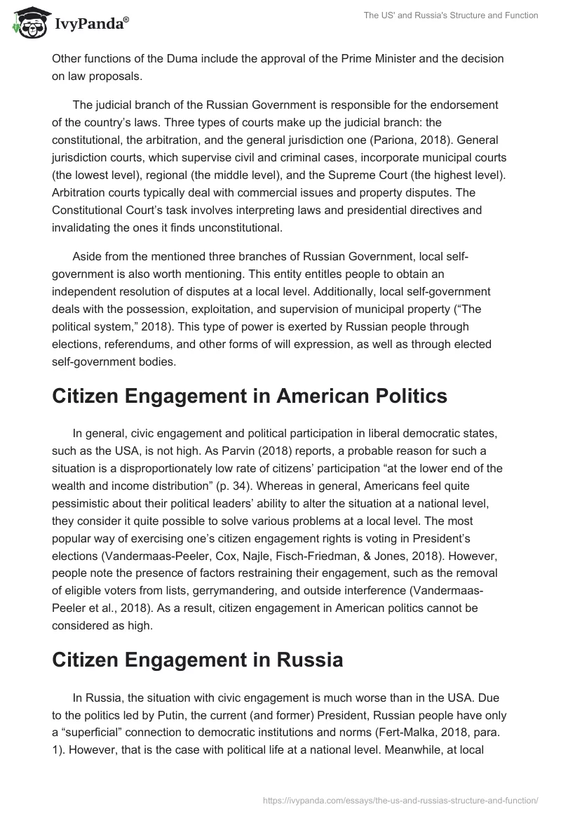 The US' and Russia's Structure and Function. Page 3