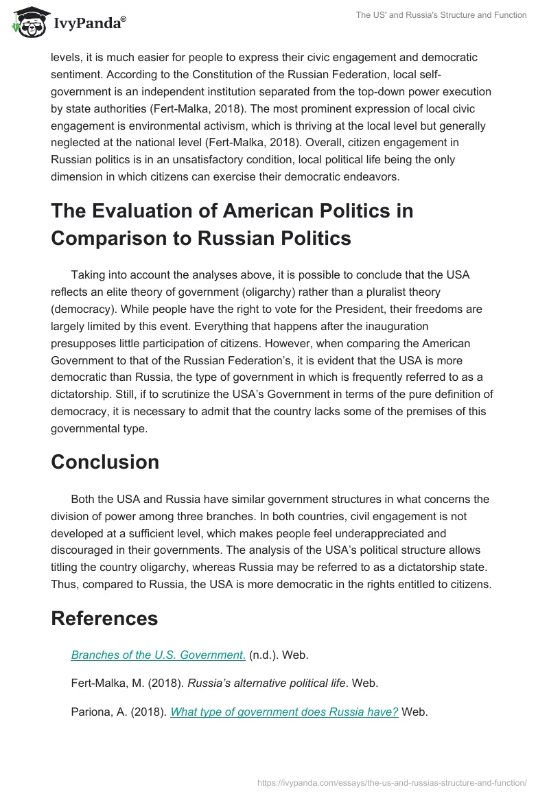 The US' and Russia's Structure and Function. Page 4