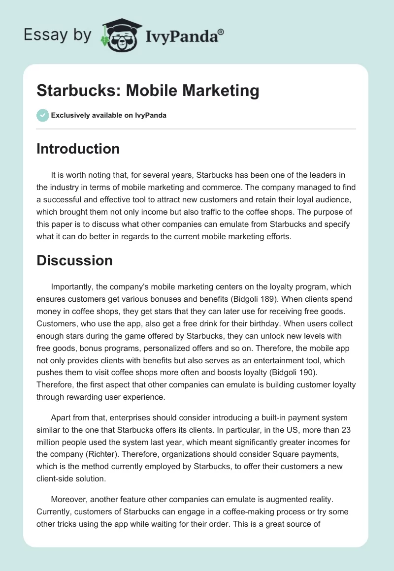 Starbucks: Mobile Marketing. Page 1