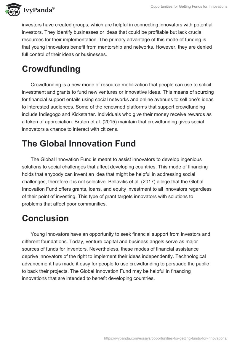 Opportunities for Getting Funds for Innovations. Page 2