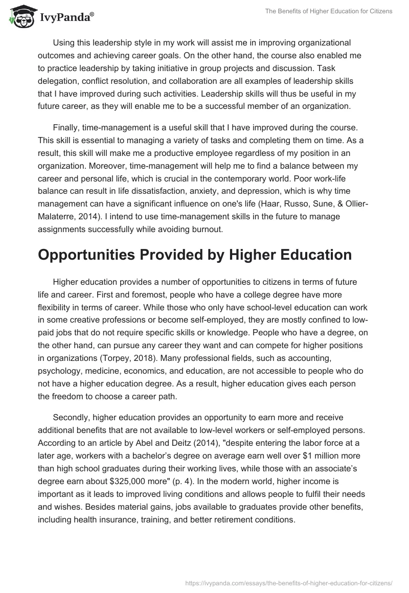The Benefits of Higher Education for Citizens. Page 3