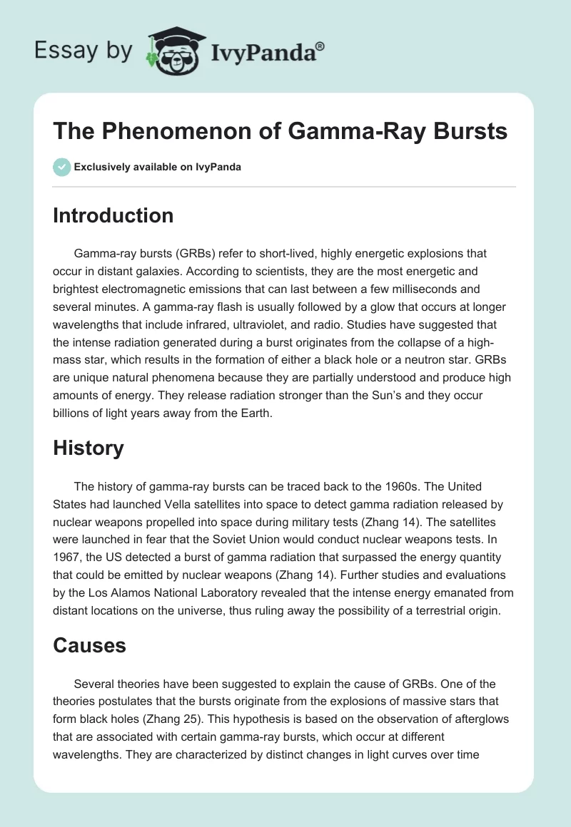 The Phenomenon of Gamma-Ray Bursts. Page 1