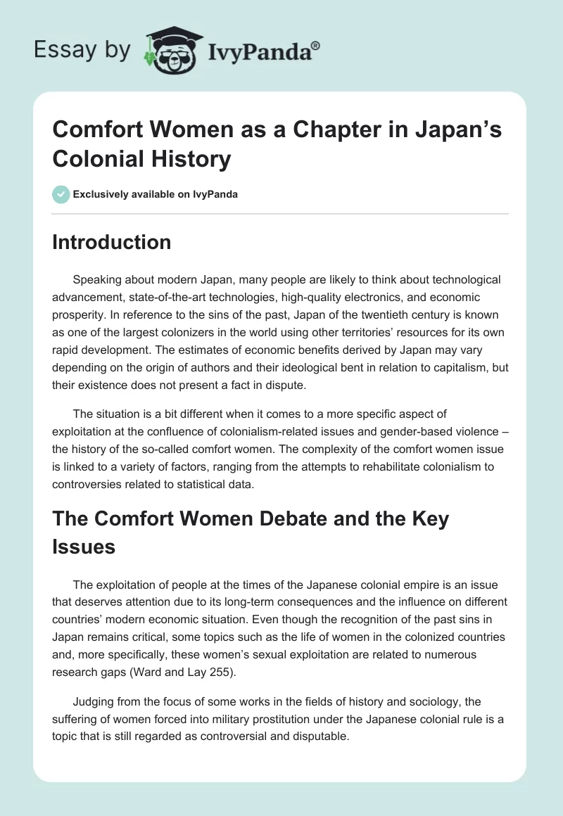 Comfort Women as a Chapter in Japan’s Colonial History. Page 1