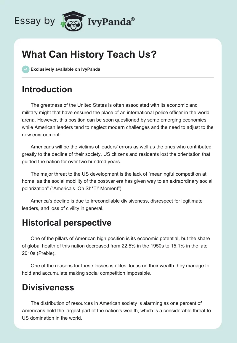 What Can History Teach Us?. Page 1