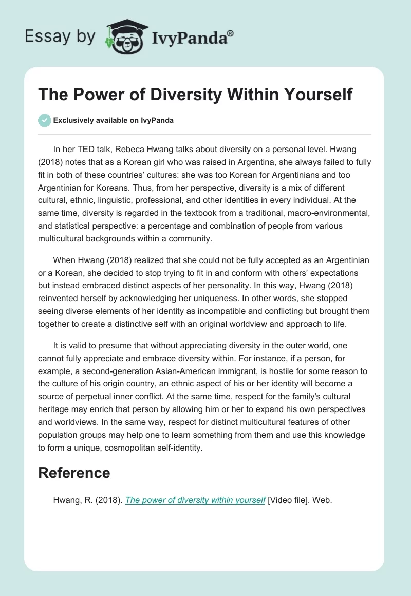 The Power of Diversity Within Yourself. Page 1