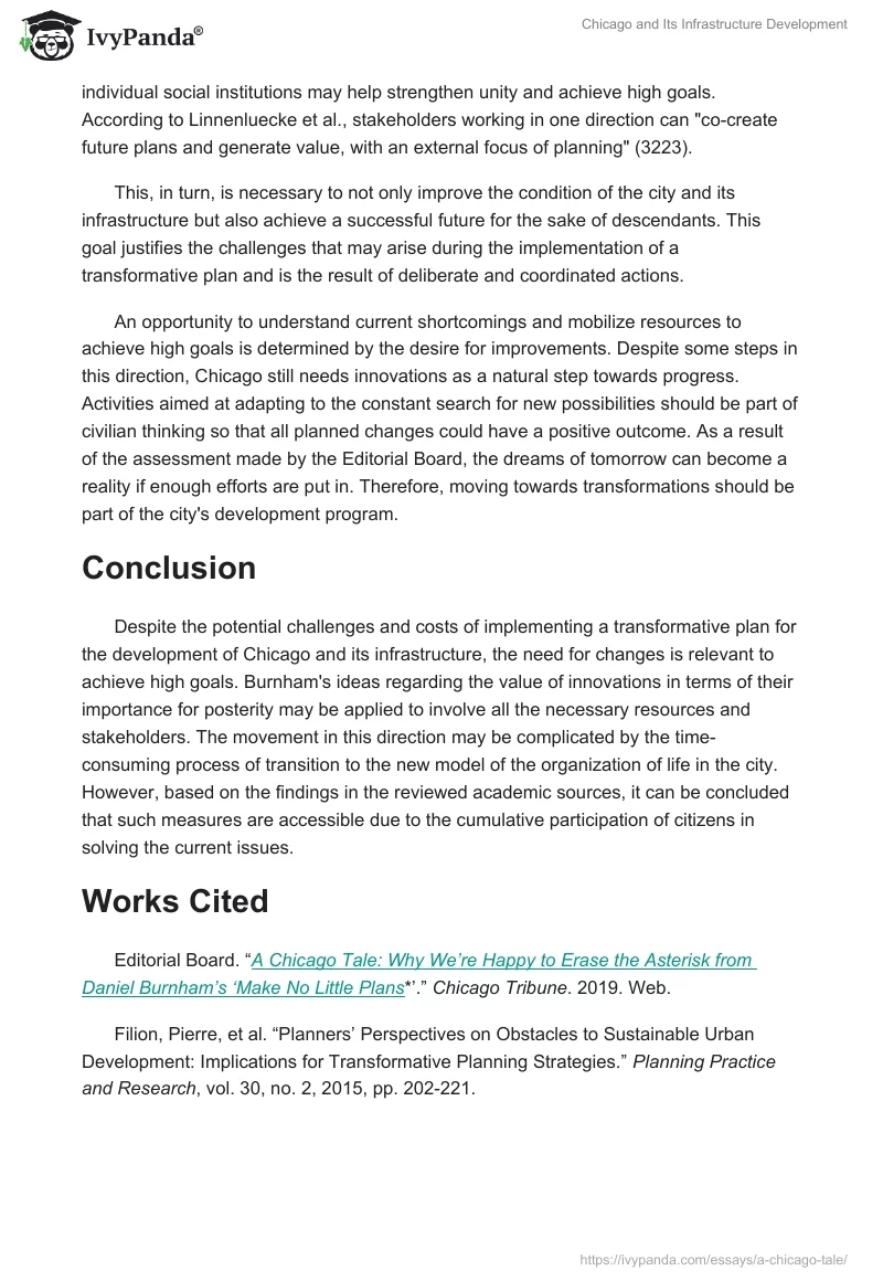 Chicago and Its Infrastructure Development. Page 4