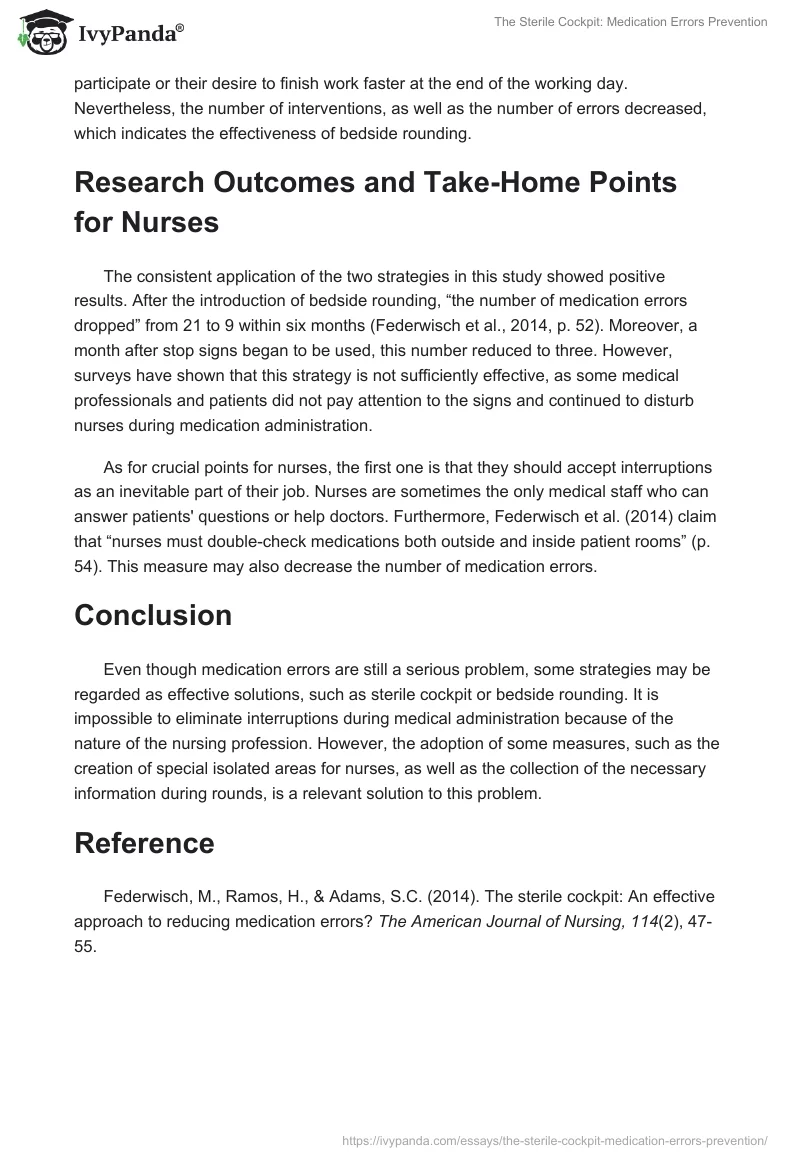 The Sterile Cockpit: Medication Errors Prevention. Page 2