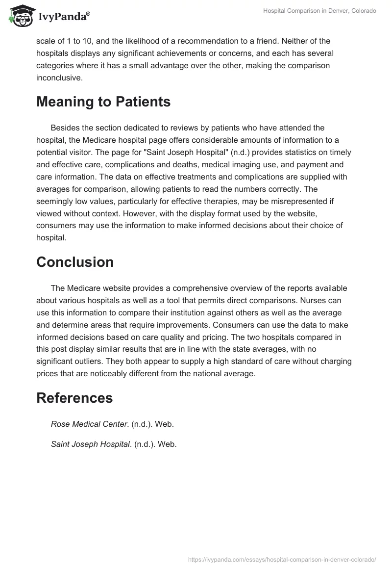 Hospital Comparison in Denver, Colorado. Page 2