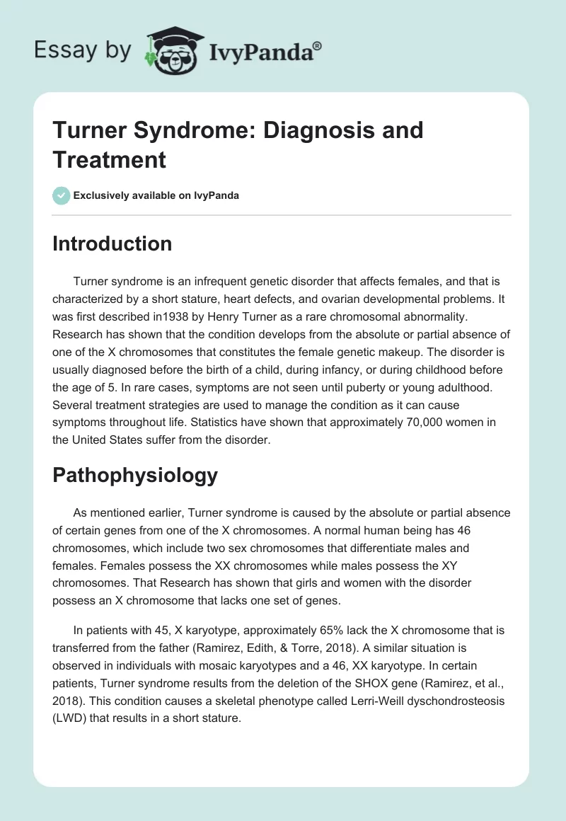 Turner Syndrome: Diagnosis and Treatment. Page 1