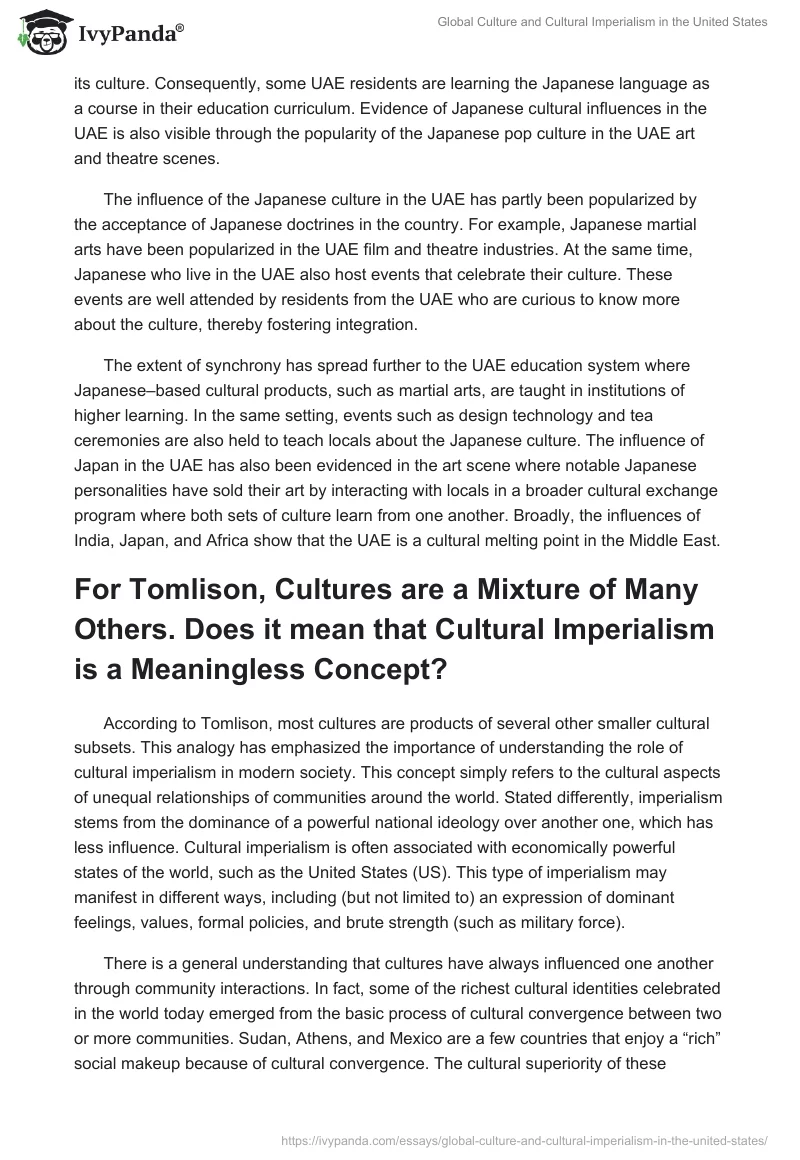 Global Culture and Cultural Imperialism in the United States. Page 3