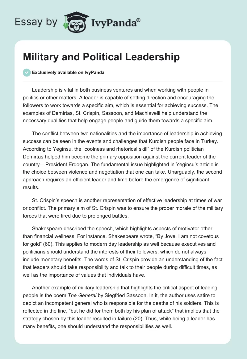Military and Political Leadership. Page 1