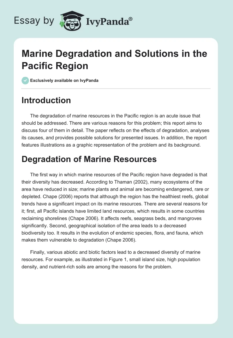 Marine Degradation and Solutions in the Pacific Region. Page 1