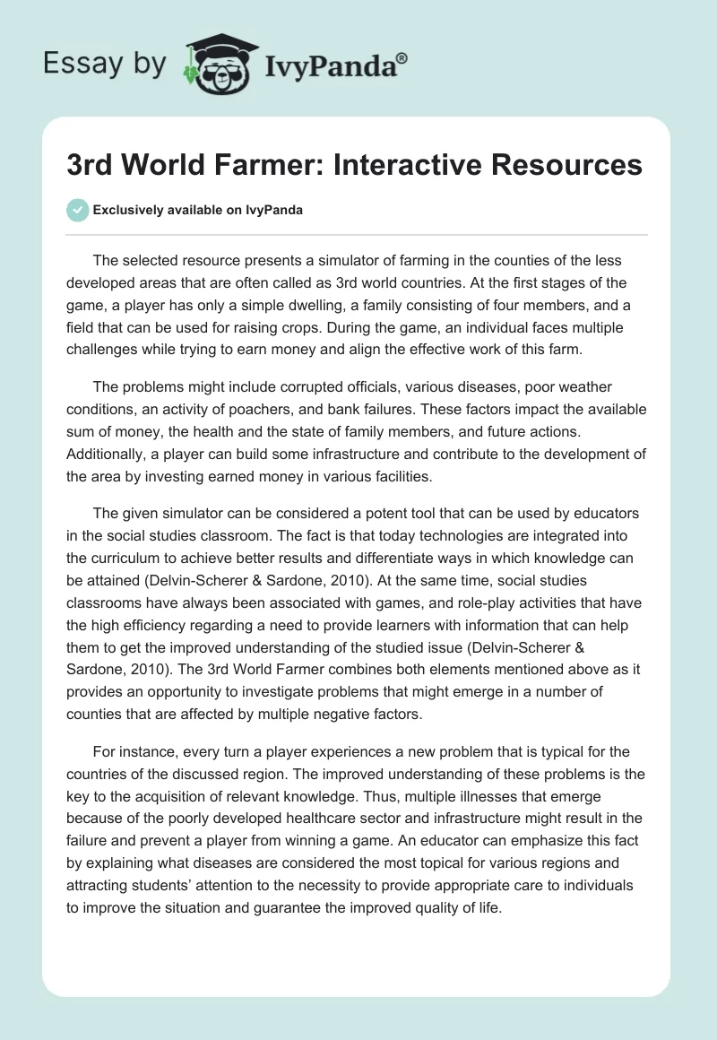 3rd World Farmer: Interactive Resources. Page 1