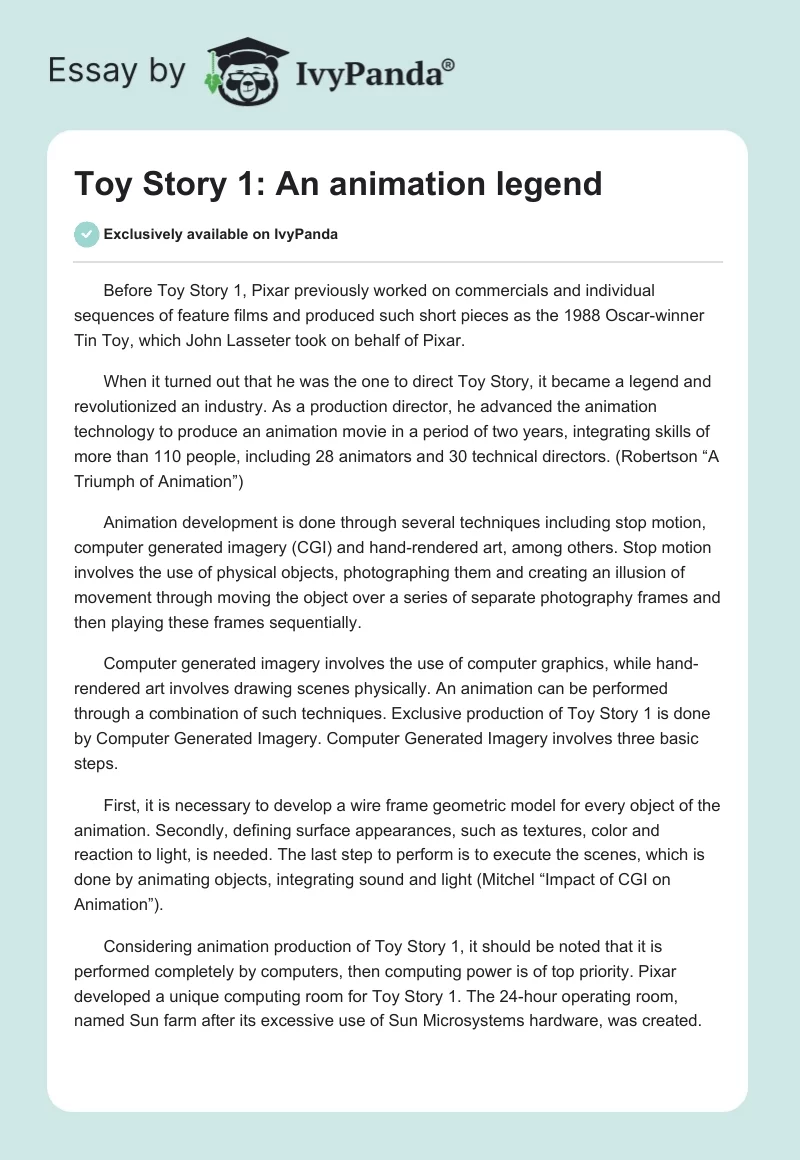 Toy Story 1: An animation legend. Page 1