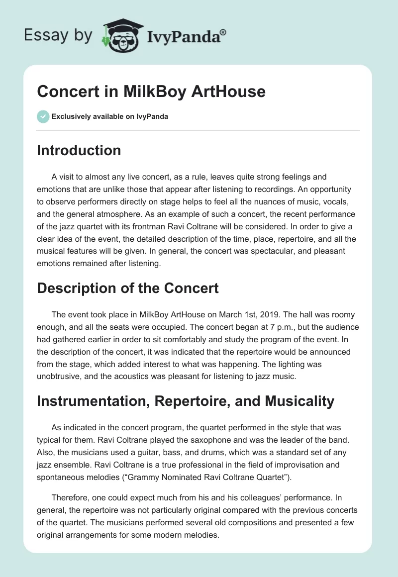 Concert in MilkBoy ArtHouse. Page 1