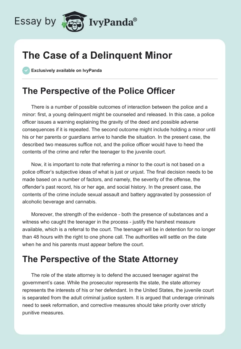 The Case of a Delinquent Minor. Page 1