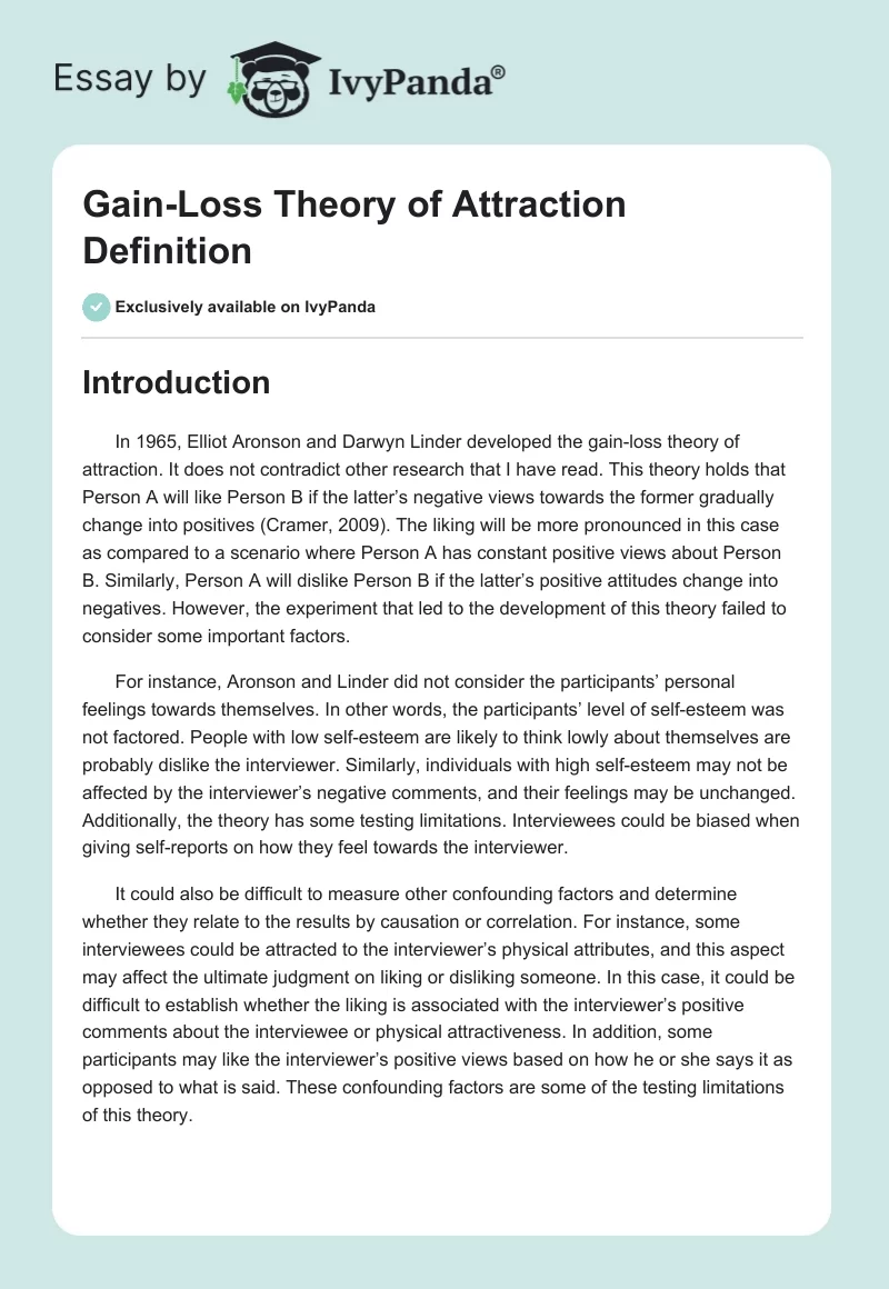 Gain-Loss Theory of Attraction Definition. Page 1