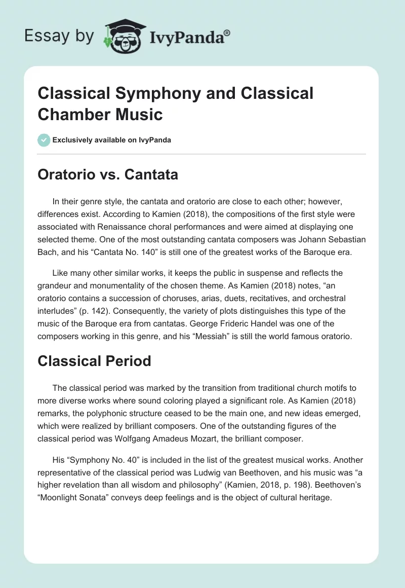 Classical Symphony and Classical Chamber Music. Page 1