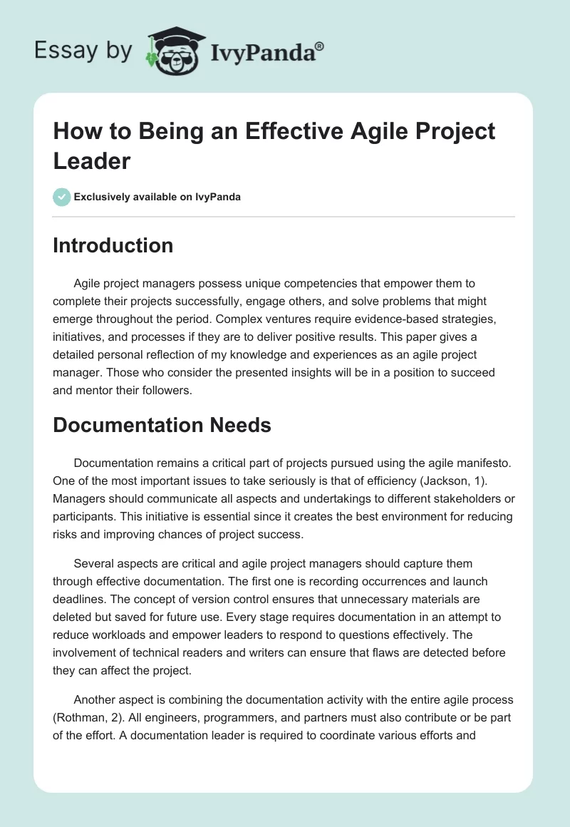 How to Being an Effective Agile Project Leader. Page 1