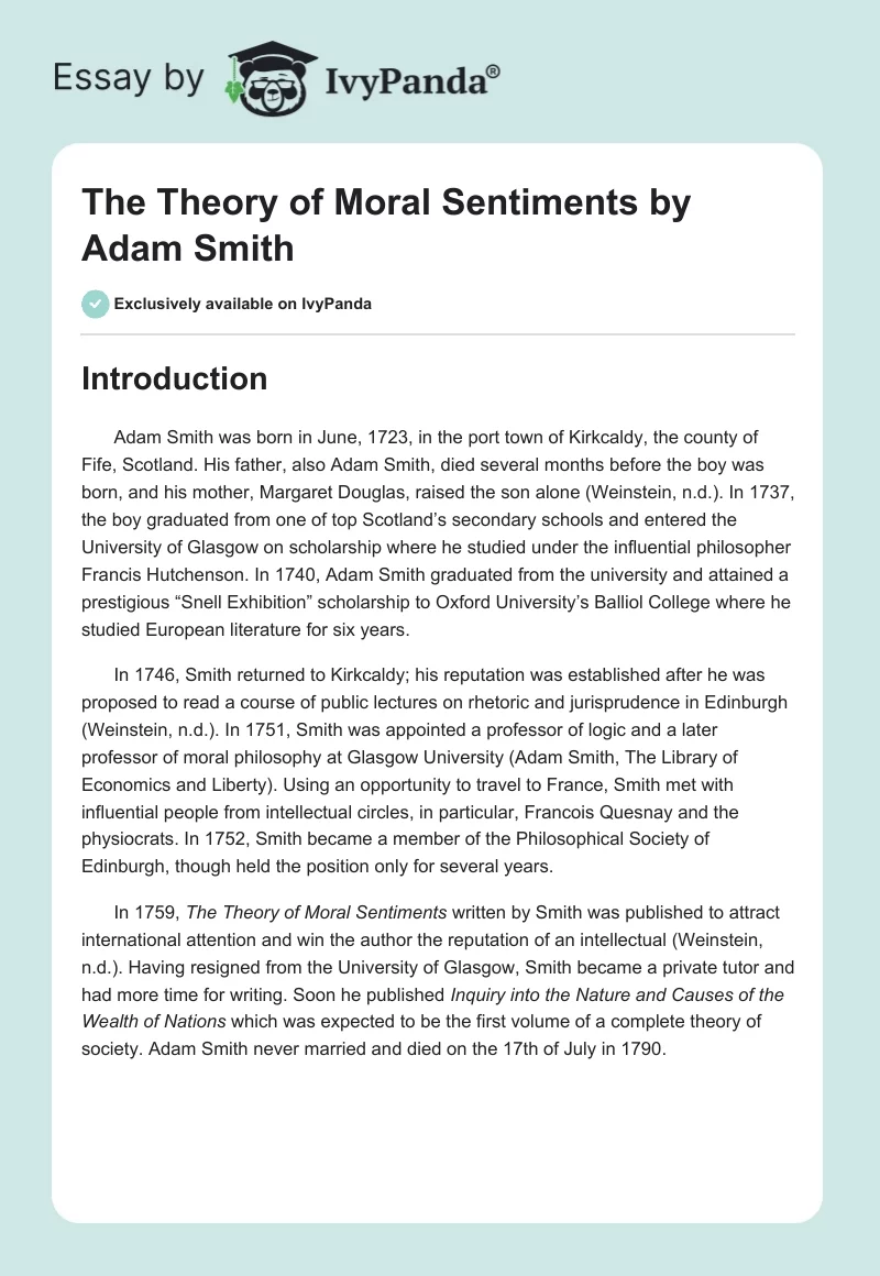 The Theory of Moral Sentiments by Adam Smith. Page 1